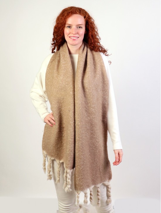 Solid Blanket Scarf W/ Twisted Tassels Solid Blanket Scarf W/ Twisted Tassels